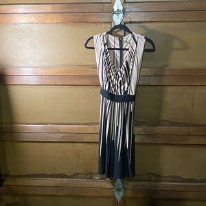 Eva Franco Black and Cream Geometric Midi Dress